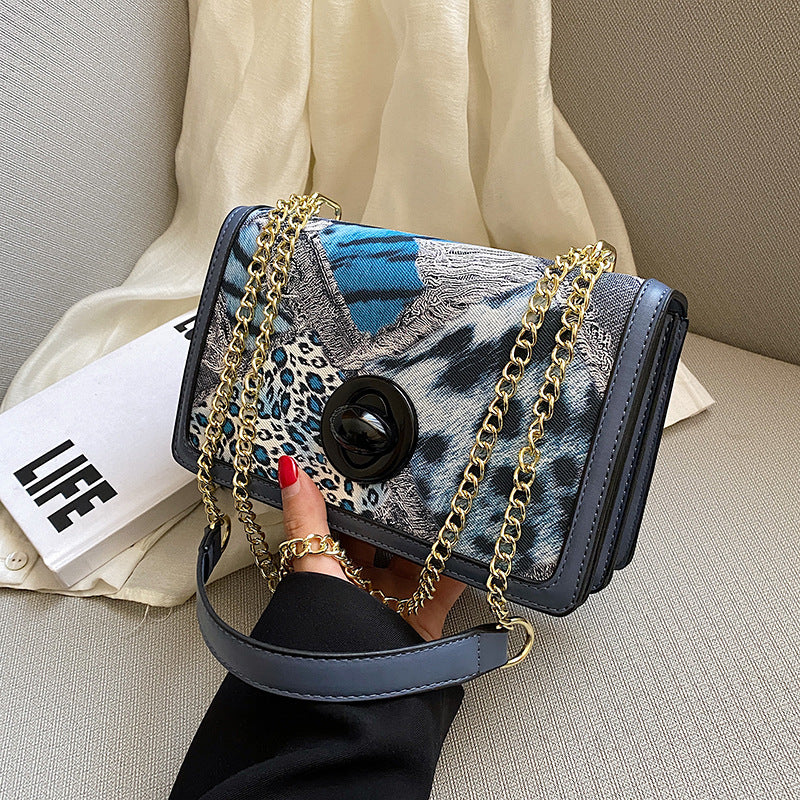 Wholesale PU Leopard Zebra Stitching Shoulder Messenger Chain Bag